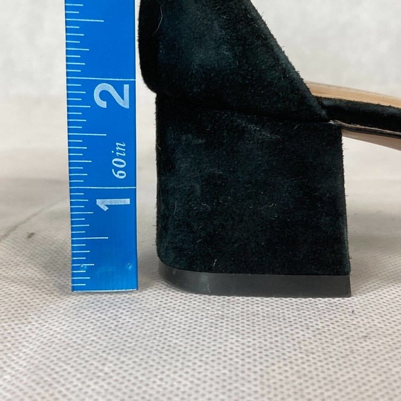 Banana‎ Republic Sandals Womens Sz 6 Black Suede Ankle Strap Buckle Toe Heels - Picture 8 of 8